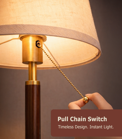 JOOFO LED Table Lamp with Pull Chain, 9W 900LM Bedside Lamp, 3000K–6500K 3 Color Temperatures, E26 Bulb Included, Modern Wood Pole Desk Lamp for Bedroom, Living Room, Office