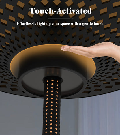 JOOFO End Table, Side Table with Ambient Light and Wireless Charging, Nightstand, Small End Table for Bedroom and Living Room, Lamp Table with Touch Dimming, Accent Table, Black