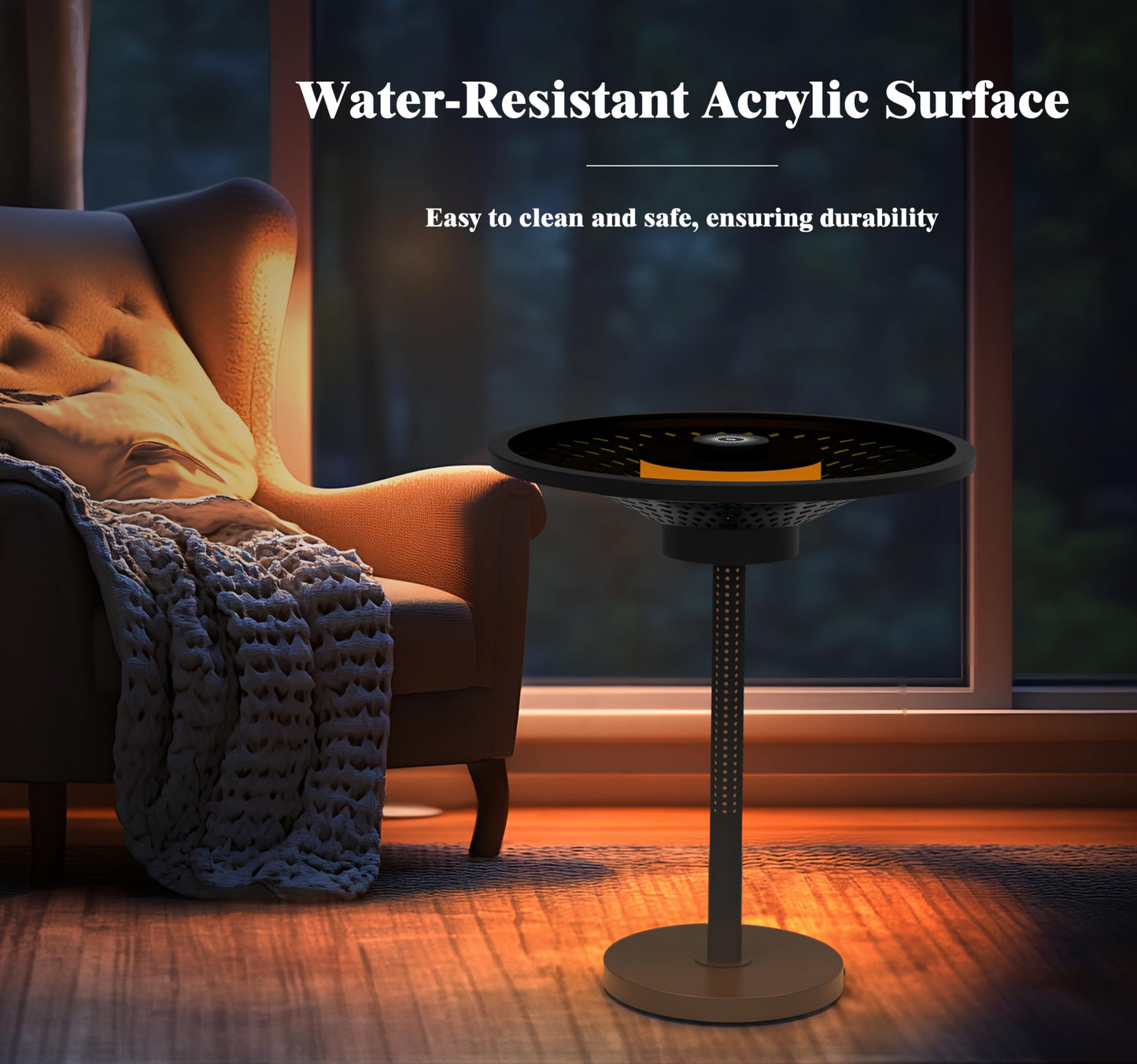 JOOFO End Table, Side Table with Ambient Light and Wireless Charging, Nightstand, Small End Table for Bedroom and Living Room, Lamp Table with Touch Dimming, Accent Table, Black