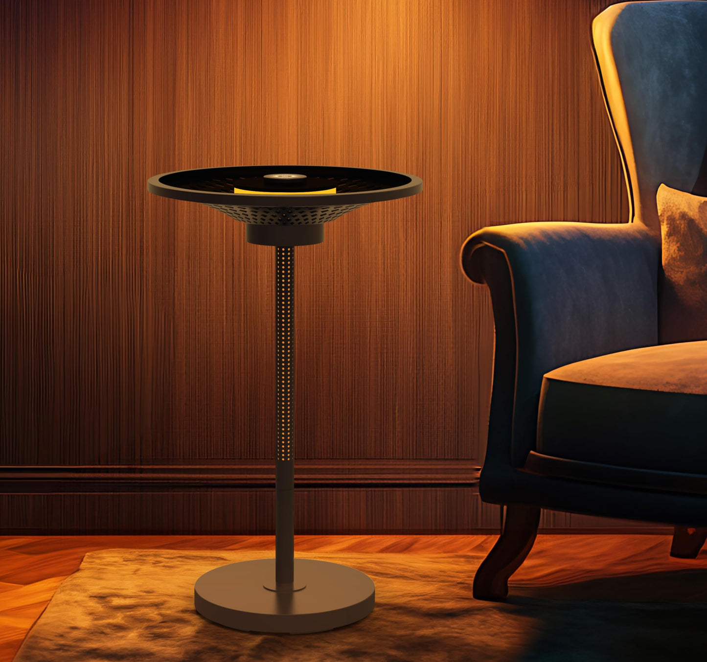 JOOFO End Table, Side Table with Ambient Light and Wireless Charging, Nightstand, Small End Table for Bedroom and Living Room, Lamp Table with Touch Dimming, Accent Table, Black