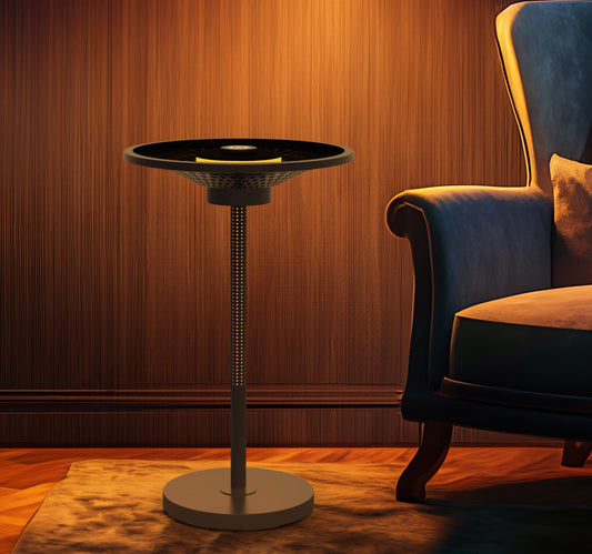 JOOFO End Table, Side Table with Ambient Light and Wireless Charging, Nightstand, Small End Table for Bedroom and Living Room, Lamp Table with Touch Dimming, Accent Table, Black